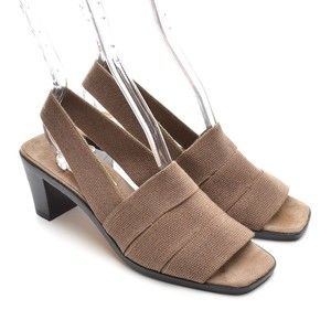 Pancaldi Brown Burlap Peep Toe Slingback Pumps 7 B